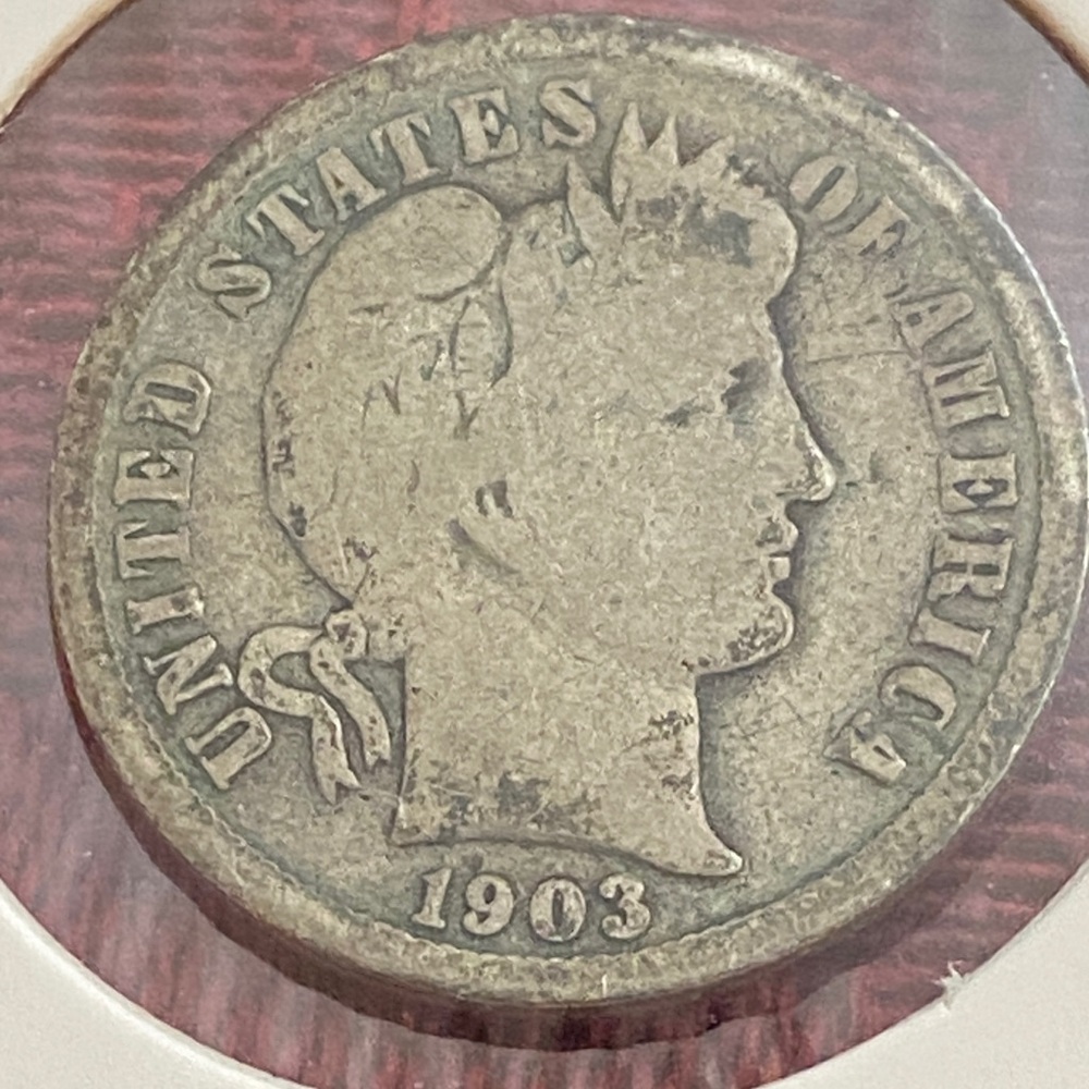 Antique 1903 Barber Dime 90% SILVER